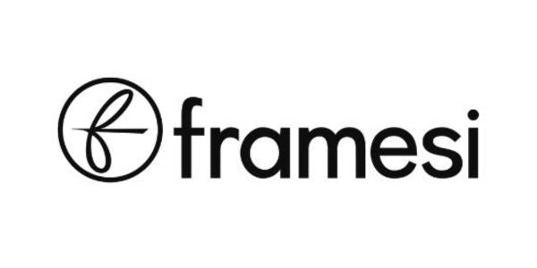 logo for framesi typed in black font with white background