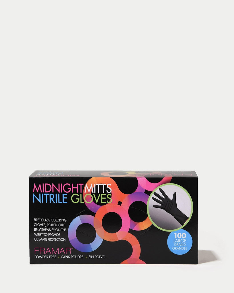 Midnight Mitts Nitrile Gloves - 100 Count - Framar - Lunica Beauty Distributor for Arizona, Nevada, Utah