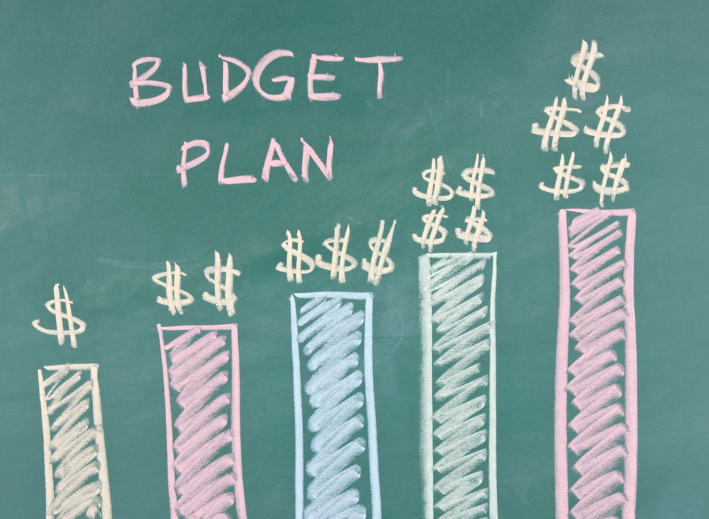 Infograph of a budget plan on chalk board - Salon Budget Template - Lunica Beauty